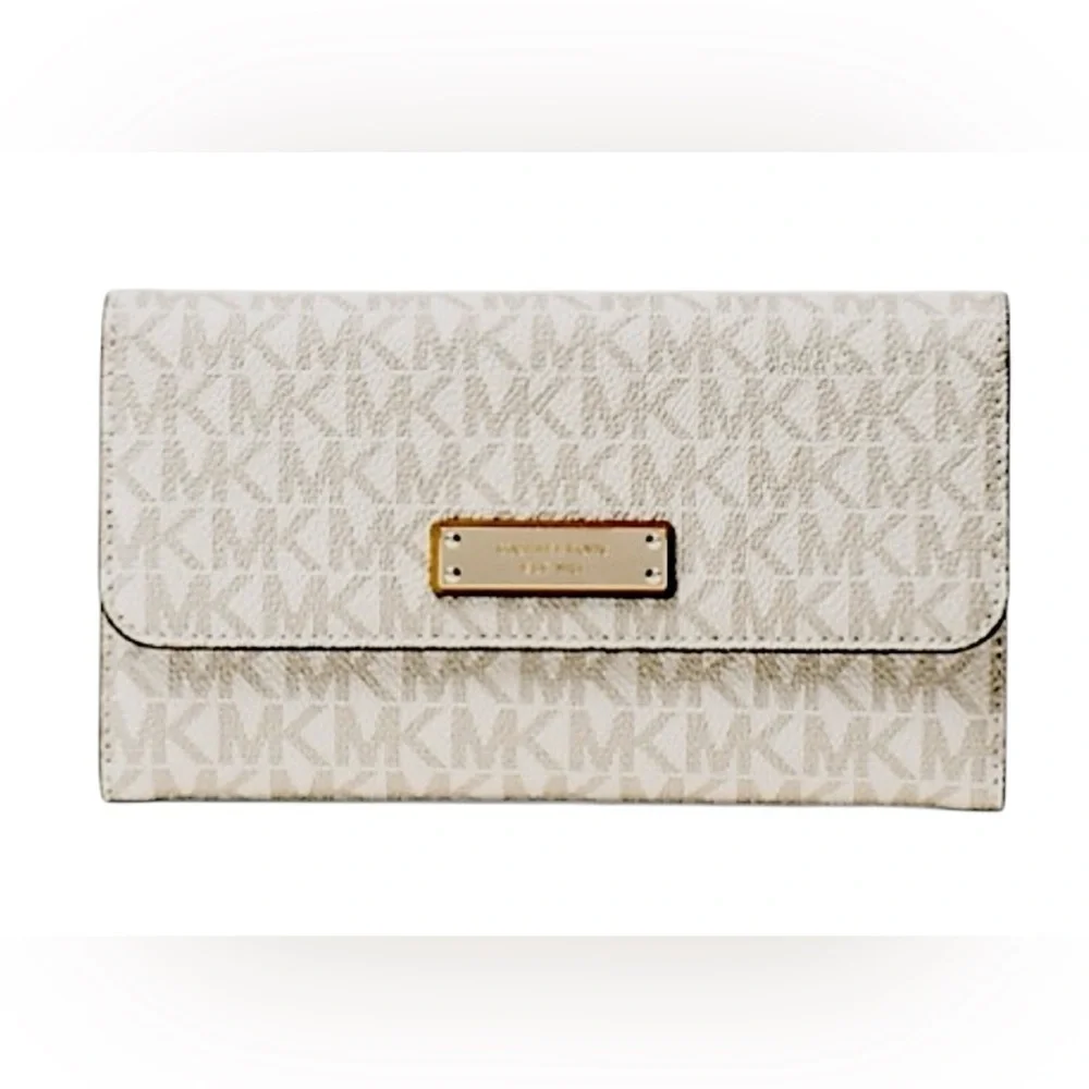 Michael Kors Jet Set Large Logo Trifold Wallet! NWT - Picture 1 of 3